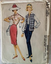 5043 MCCALLS 1959 SLEEVELESS JACKET, SLIM SKIRT, PANTS, SHIRT PATTERN 14 BUST 34"